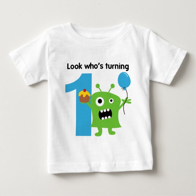 1st Birthday Tshirt Cute Monster (Front)