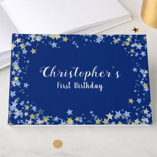 1st Birthday Twinkle Little Star Blue Guest Book