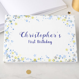 1st Birthday Twinkle Little Star Blue Guest Book