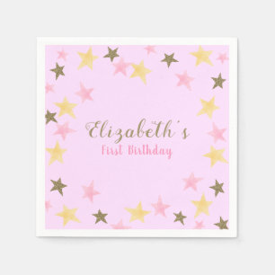 1st Birthday Twinkle Little Star Pink Girl  Napkin