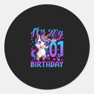 1st birthday unicorn It's my 1st birthday Tank Top Classic Round Sticker