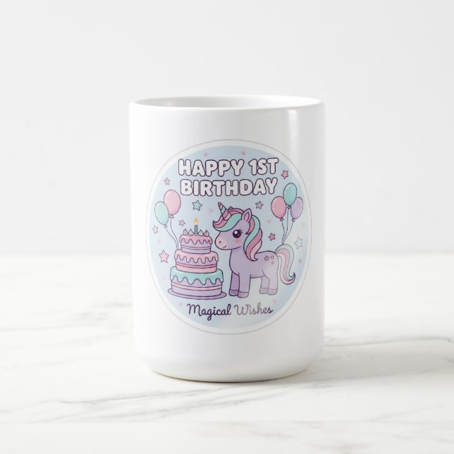 1st birthday unicorn mug (Center)