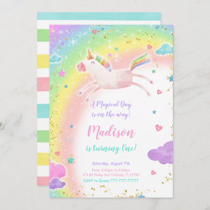 1st Birthday Unicorn Party Invitation