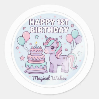 1st birthday unicorn sticker