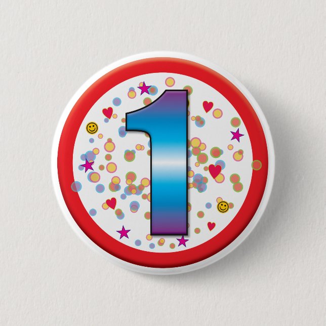 1st Birthday v2 6 Cm Round Badge (Front)
