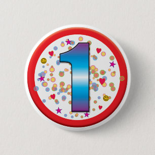 1st Birthday v2 6 Cm Round Badge