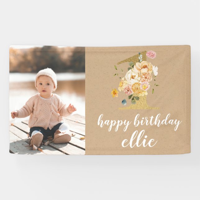 1st Birthday Wall Decoration Custom Made Banner (Horizontal)