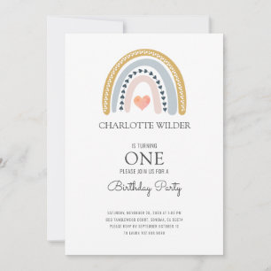 1st Birthday Watercolor Rainbow Invitation