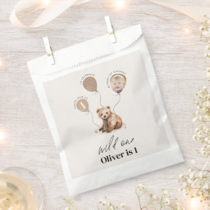 1st Birthday Wild One bear modern elegant party Favour Bag