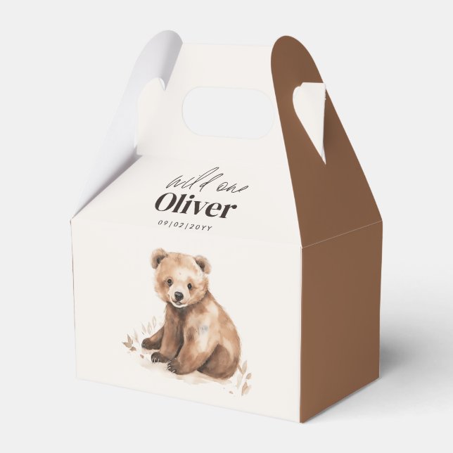 1st Birthday Wild One bear modern elegant party Favour Box (Front Side)