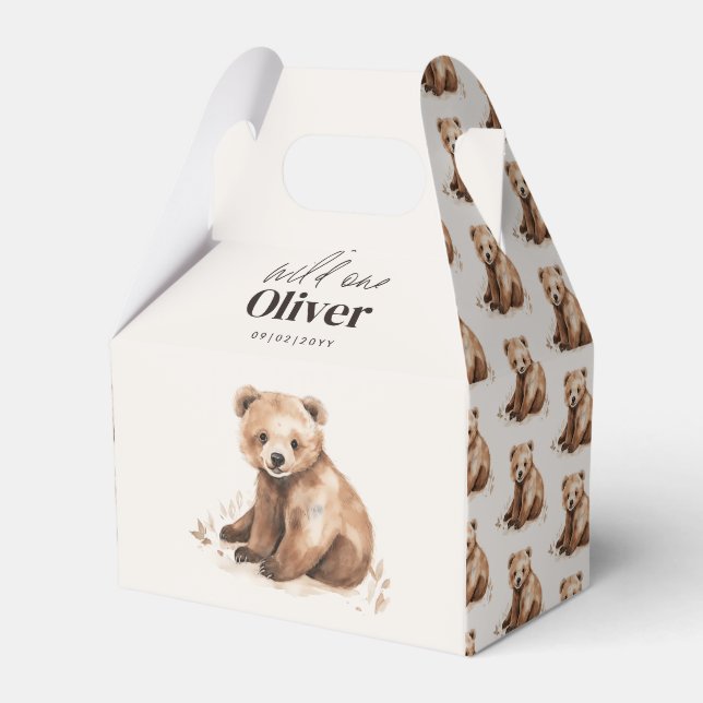 1st Birthday Wild One bear modern elegant party Favour Box (Front Side)