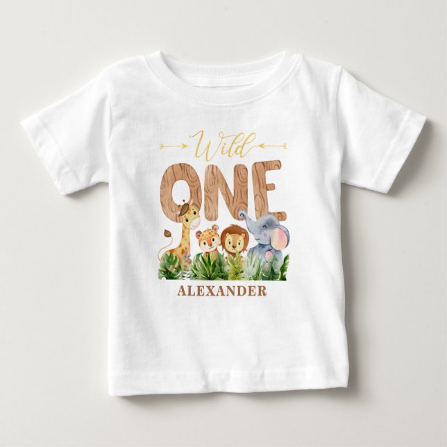 1st Birthday Wild One Jungle Baby T-shirt (Front)
