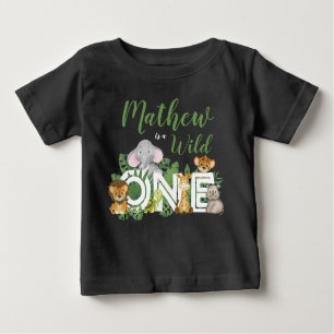 1st Birthday Wild One Jungle Safari Animals Baby T-Shirt