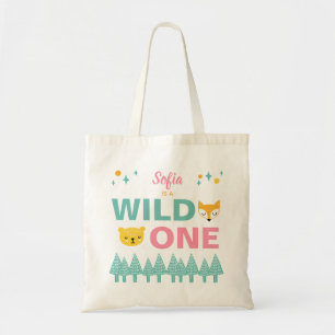 1st Birthday Wild One Woodland Animal Girls Pink Tote Bag