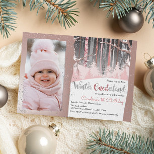 1st Birthday Winter Onederland Photo Invitation