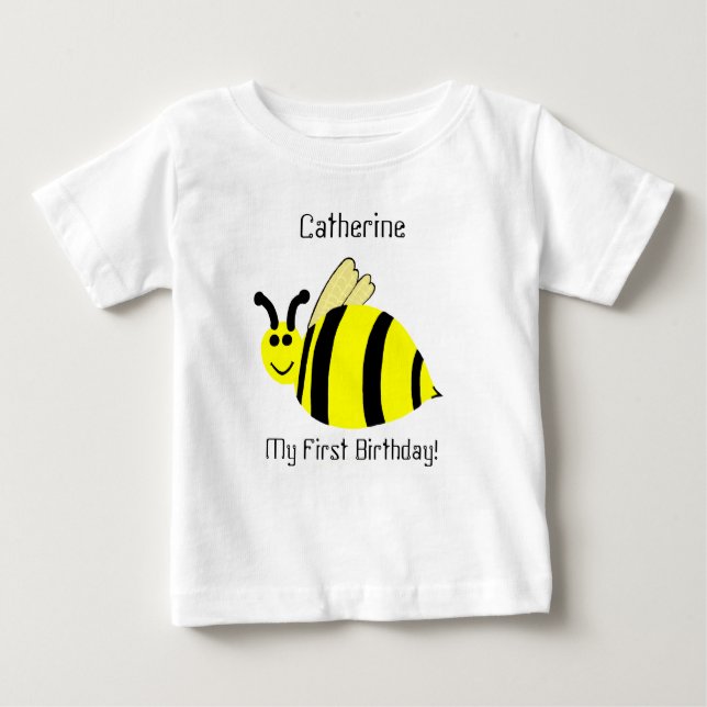 1st Birthday Yellow Bumble Bee Kids' Shirt (Front)