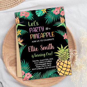 1st Black Orange Green Pineapple Invitations