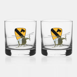 1st Cav - Vietnam OH-6 Loach Gunship Whiskey Glass