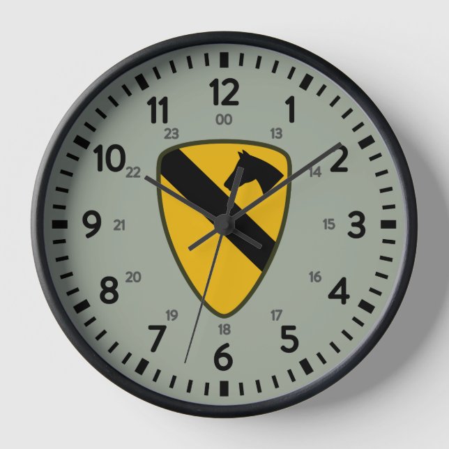 1st Cavalry Division 24-Hour Wall Clock (Front)