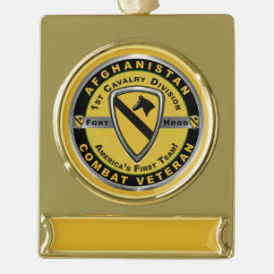 1st Cavalry Division Afghanistan Veteran Gold Plated Banner Ornament