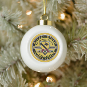 1st Cavalry Division Desert Storm Veteran  Ceramic Ball Christmas Ornament