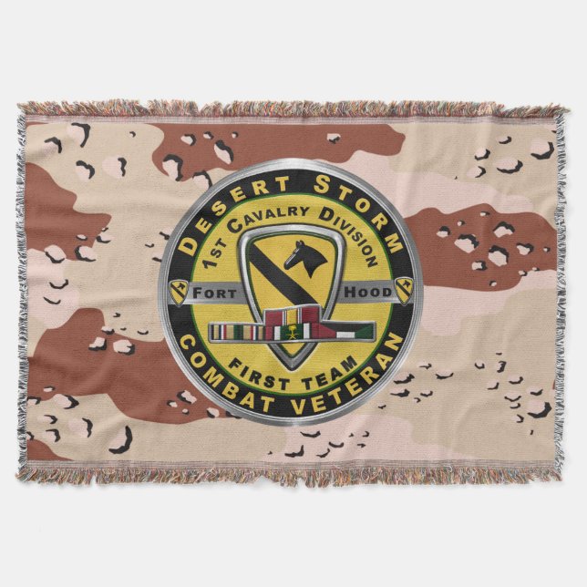 1st Cavalry Division Desert Storm Veteran Throw Blanket (Front)