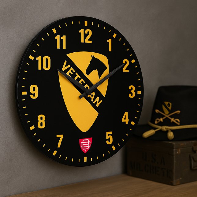 1st Cavalry Division "First Team" Tribute Large Clock (1st Cavalry Division Veteran Tribute Wall Clock)