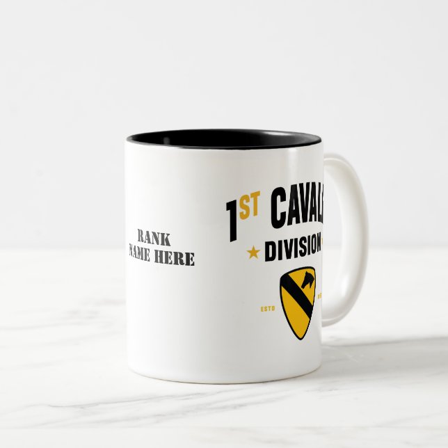 1st Cavalry Division "First Team United States" Two-Tone Coffee Mug (Front Right)
