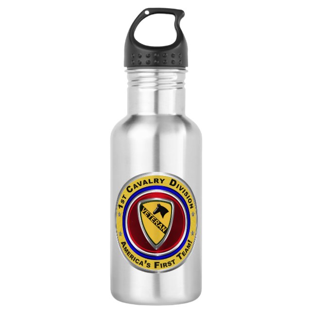 1st Cavalry Division “First Team” Veteran 710 Ml Water Bottle (Front)