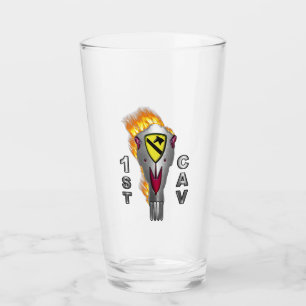 1st Cavalry Division Flaming Skull Glass