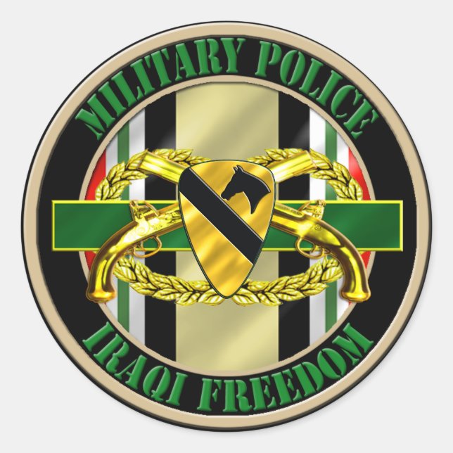 1st Cavalry Division Military Police OIF Classic Round Sticker (Front)