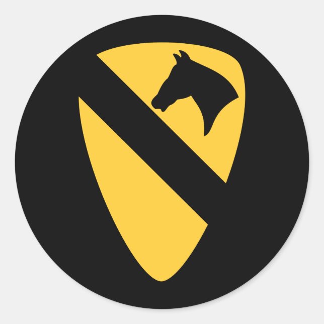 1st Cavalry Division Patch Patriotic Classic Round Sticker (Front)