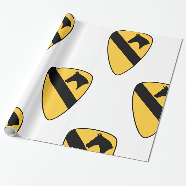 1st Cavalry Division Patch Patriotic Wrapping Paper (Unrolled)