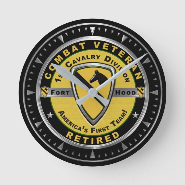 1st Cavalry Division Retired Combat Veteran   Round Clock (Front)