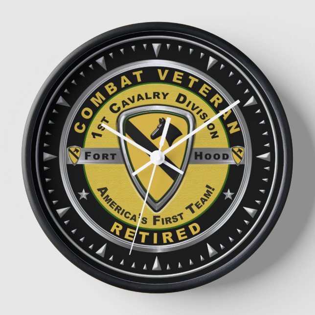 1st Cavalry Division Retired Veteran  Clock (Front)