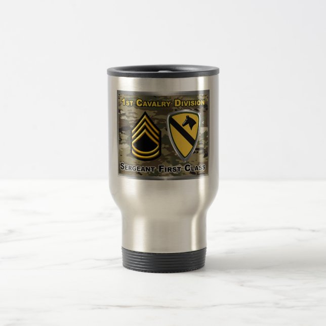 1st Cavalry Division Sergeant First Class Travel Mug (Center)