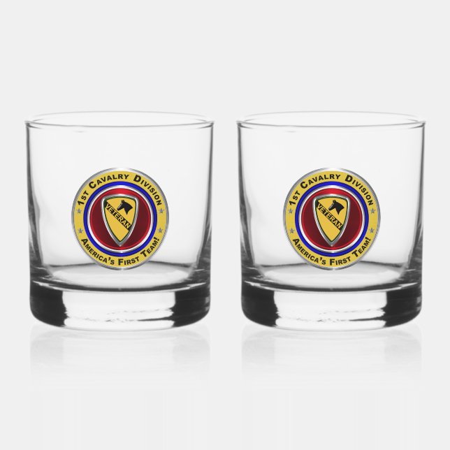 1st Cavalry Division Veteran Whiskey Glass (Front)