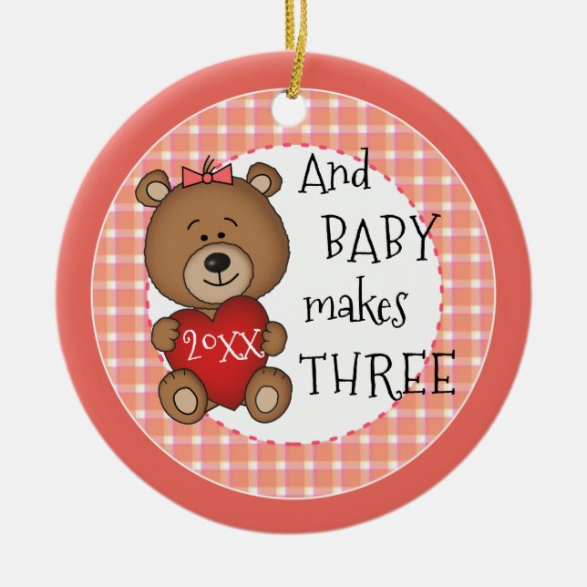 1st Child New Baby Girl Keepsake Christmas Gift Ceramic Ornament (Front)
