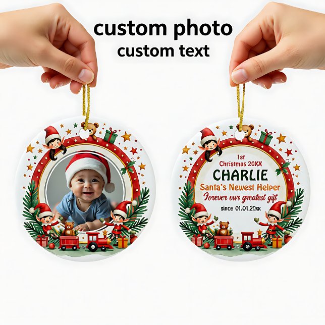1st Christmas 2 sided, Elf Express Keepsake Ceramic Ornament (1st Christmas 2 sided, Elf Express Keepsake Ceramic Ornament)