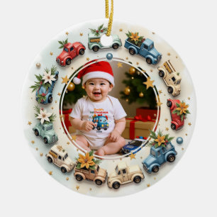 1st Christmas 2 sided, Little Joyride Ceramic Ornament