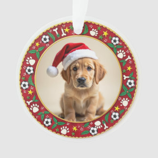 1st Christmas 2-sided Paws & Holly Ornament
