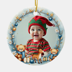 1st Christmas 2 sided, Santa’s Snuggle Squad Ceramic Ornament