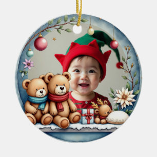 1st Christmas 2 sided, Tiny Toes & Tinsel Ceramic Ornament