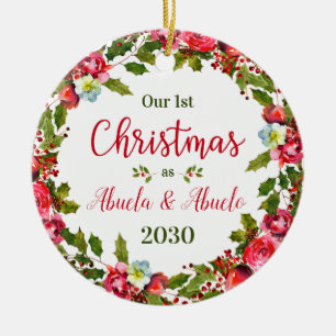 1st Christmas Abuela Abuelo Photo Ceramic Ornament