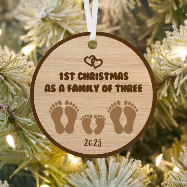 1st Christmas as a Family of three Metal Tree Decoration (Insitu)