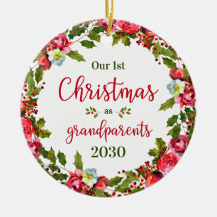 1st Christmas As Grandparents Photo Ceramic Ornament