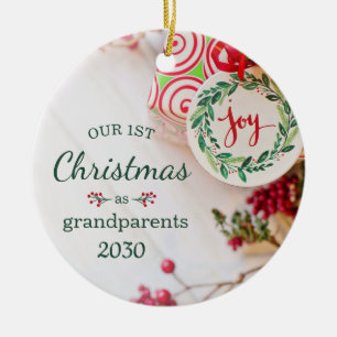 1st Christmas As Grandparents Photo Ceramic Ornament