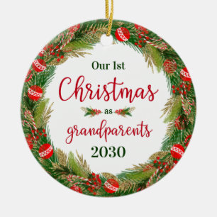 1st Christmas As Grandparents Photo Ceramic Ornament