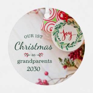1st Christmas As Grandparents Photo Metal Tree Decoration