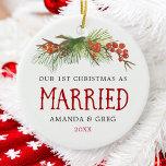 1st Christmas As Married Newlyweds Photo Ceramic Ornament<br><div class="desc">1st Christmas As Married Couple Photo Ornament</div>